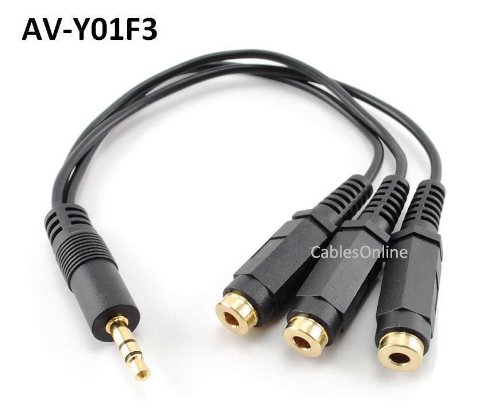 CablesOnline 3.5mm (1/8) TRS Male Plug to 3x Female Stereo Audio Splitter, (AV-Y01F3)
