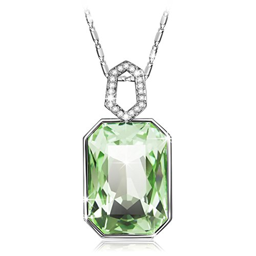 Christmas Gift White Gold Plated Necklace Pendant Made with Green SWAROVSKI ELEMENTS