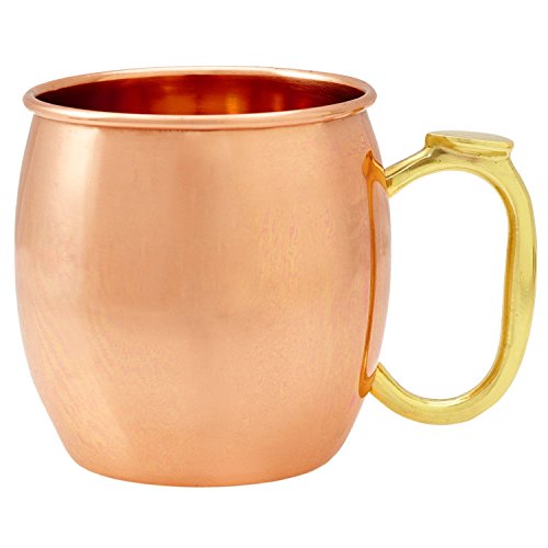 Drinkware Essentials 100% Pure Copper Barrel Mug. 16oz Polished Moscow Mule Mugs With Thumb Rest Keep Drinks Icy Cold. Premium Unlined Cups Great for Cocktails & Will Be The Talk Of Your Next Party!
