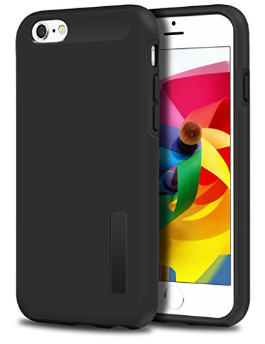 iPhone 6 Plus Case, ELOVEN Ultra Slim Exact Fit Hybrid Dual Layer Colorful Smooth Hand Feel Design Soft TPU & Hard PC Bumper Protective Case Cover for Apple iPhone 6S/6 Plus - Black