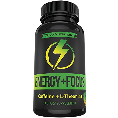 Caffeine + L-Theanine for Smooth Energy & Focus - ' Focused Energy for Your Mind & Body ' - No Crash ? No Jitters ? All Natural - #1 Nootropic Stack for Cognitive Performance - Veggie Capsules