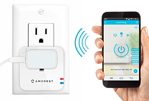 Amcrest Connect Energy-Saving WiFi Smart Plug AH357 (USA Warranty) - Plug-and-Play Setup, WiFi Enhancer Mode, Intelligent Charging Protection, and More - Simplified Home and Office Automation with Free APPs Included