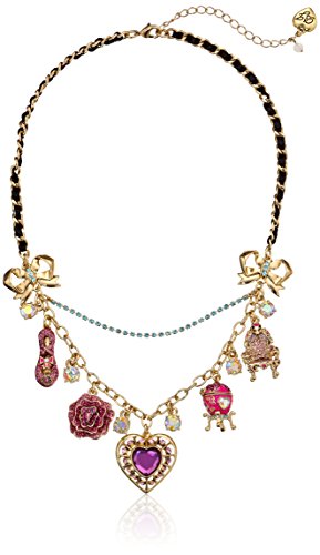 Betsey Johnson Imperial Princess Heart Multi-Charm Necklace, 19
