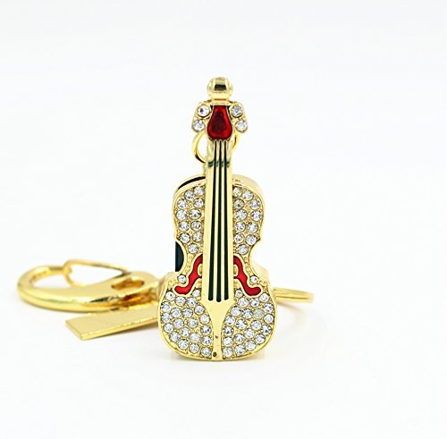 Comtop 8GB Crystal Diamond Red Violin Style USB Flash Drive with Keychain