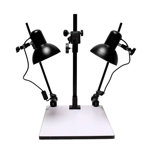 Albinar 23 Inch High Copy Macro Stand with 14 x 15.75 inches Base, Quick Release Mount, Bubble Level and Lights