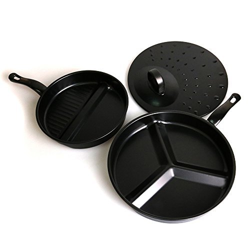 Glantop 3 Section Non Stick Frying Pan Set With Llid