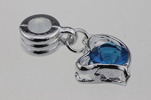 Silver Blue Crystal Heart Large Hole Beads Charms - Perfect Accessories to Create Jewelry for Women Girls