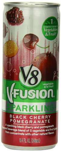 V8 V-Fusion Sparkling Black Cherry Pomegranate Beverage, 8.4 Fl Oz Cans (Pack of 24)