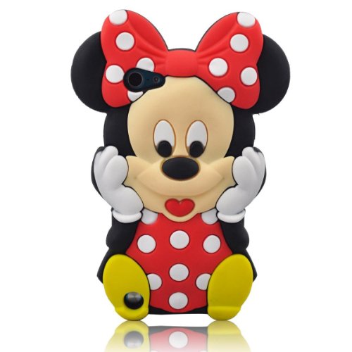 3D Cartoon Minnie Soft Silicone Skin case cover for IPod Touch 5/5G/5th generation + 3D Minnie STYLUS PEN with Anti Dust Plug