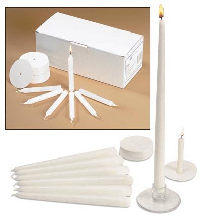 Church Vigil Devotional Unscented 1/2 x 4 1/4 Inch White Candle with Drip Protector - 100 per Box