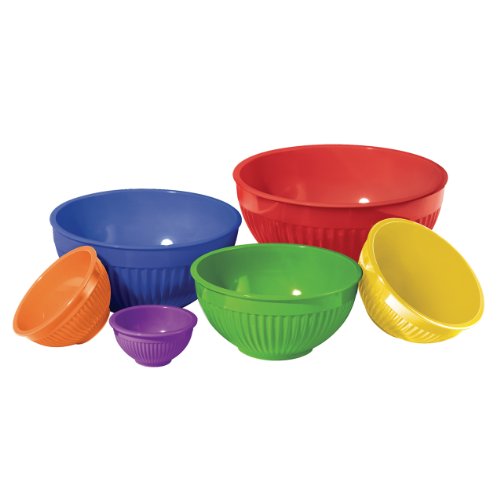 Oggi Melamine Ribbed 6 Piece Mixing Bowl Set in assorted colors