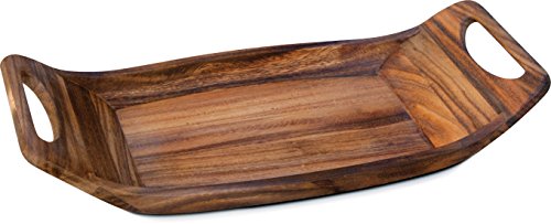 Ironwood Gourmet, Acacia Wood, 18-inch by 9-inch by 3-inch Norwegian Saddle Tray