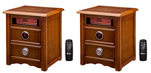 (2) Dr. Infrared Heater DR-999 1500W Electric Cherry Cabinet Stand Space Heaters