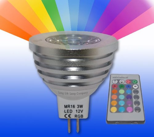 MR16 3w LED Remote Control Colour Changing Light Bulb LED 16 colour changing 12v MR16 LED