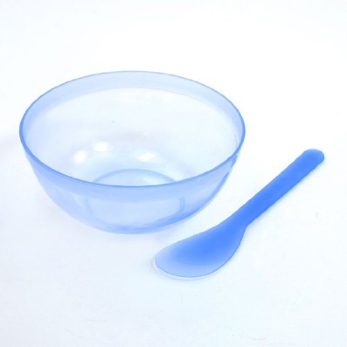 Cosmetic Tool Clear Blue Plastic Mask Bowl w Stick for Lady Woman