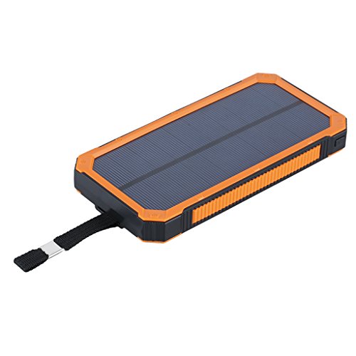 Suaoki 10000mAh Solar Charger External Backup Power Bank Pack Battery Dual USB Port Portable Charger for iPhone iPad Cell Phone Tablet Camera etc(with Led Flashlight)