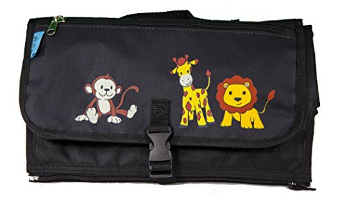 Baby Steps - The Best Portable Diaper Changing Pad & Compact Diapers Bag -Travel Change Station Mat - Safari Animals - Perfect Baby Shower Gift or Present For Mom of Newborn Boys or Girls