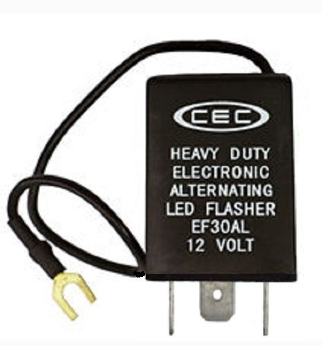 CEC Industries EF30AL Electronic Wig-Wag Alternating Flasher Relay, LED Compatible, 3 + Ground Wire Prongs, 12 Volts