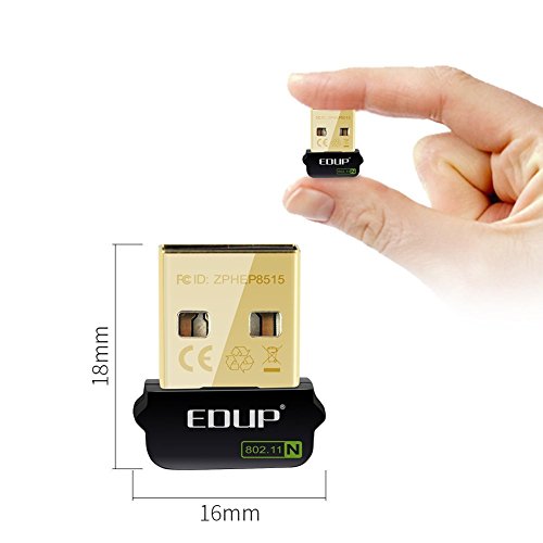 Wireless Adapter EDUP Nano Size 150Mbps WiFi USB Wireless Dongle for Raspberry Pi / Pi2, Supports Windows, Mac OS, Linux (Black/Gold)