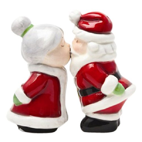 Santa Kissing Mrs Claus Magnetic Salt & Pepper Shakers Set