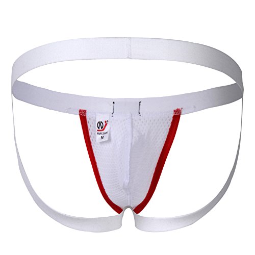 Male Breathe Holes Swimwear Lingerie Underpants White Large