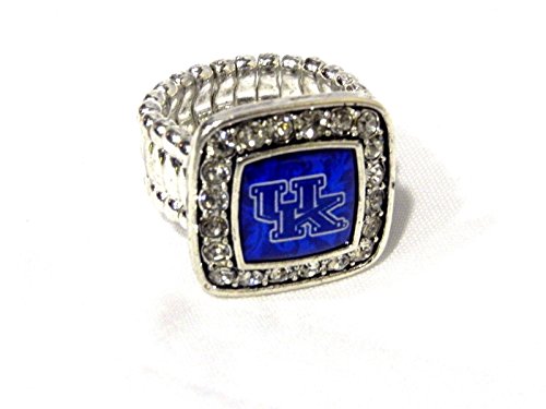 Officially Licensed University of Kentucky Wildcats Silvertone Crystal Studded Stretch Ring