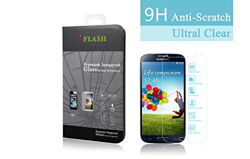 iFlash® Premium Tempered Glass Screen Protector: Crystal Clear & Bubble Free 0.3mm thickness edition - For Samsung Galaxy S4/i9500 - Retail Packaging