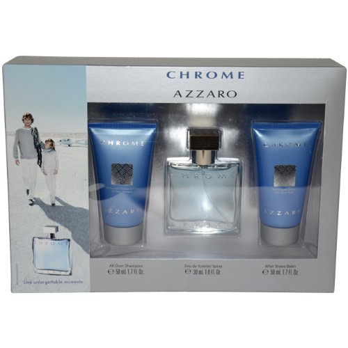 Loris Azzaro Chrome Men Gift Set (Eau De Toilette Spray, After Shave Balm, All Over Shampoo)