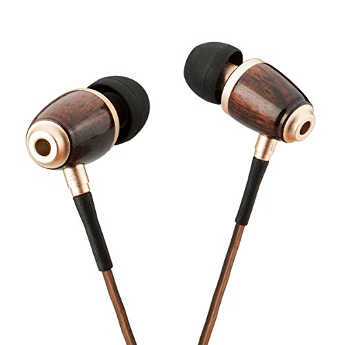 DIKOO Wood In-ear Headphones Prenmium Genuine Noise Cancelling Earphones with Microphone