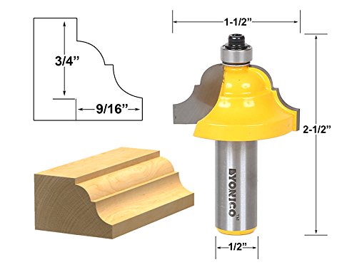 Yonico 13124 Double Roman Ogee Edging Router Bit Large 1/2-Inch Shank