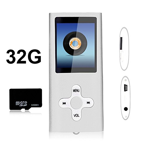 Btopllc 32GB Mp3 MP4 Player 1.7 Screen Music Video Media Player Portable Voice Recording Player Media, Picture view, Games, Earphone and USB Cable(Silver)