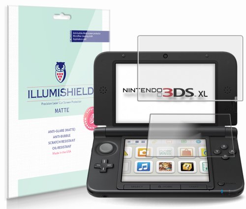 iLLumiShield - Nintendo 3DS XL Screen Protector / Anti-Glare (Matte) HD Clear Film / Anti-Bubble & Anti-Fingerprint / Premium Japanese High Definition Invisible Crystal Shield - Free LifeTime Warranty - [3-Pack] Retail Packaging