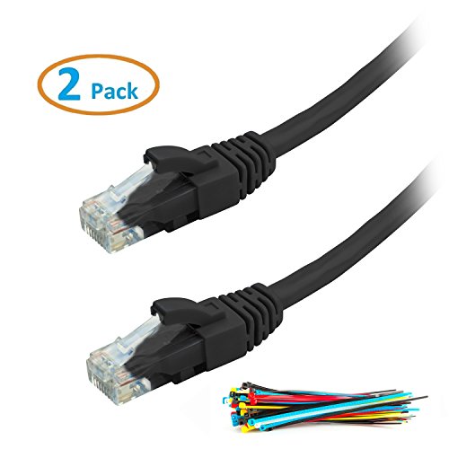Aurum Cables 2 Pack Cat5e Snagless Ethernet Network Cable - 3 Feet - Black