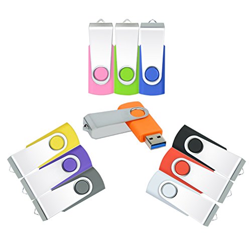 PORTWORLD 32GB USB 3.0 Flash Drive 10pcs High Speed Thumb Drive/Jump Drive Swivel Pack of 10 Mixed Color