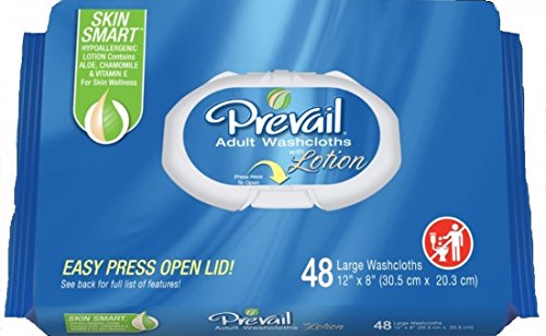 Prevail Soft Pack with Press N Pull Lid Washcloth (8x12) Case of 12 packages of 48