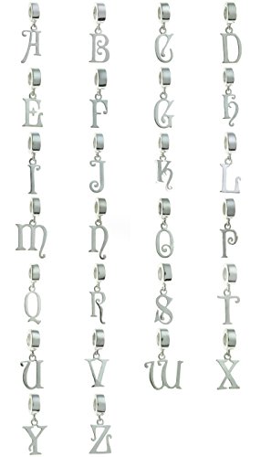 Sterling Silver Alphabet Letter European Style Dangle Bead Charm