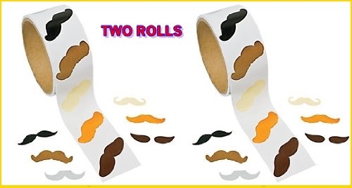 Mustache Stickers - 200 Pc Moustache Party Favor (2 Rolls) by toyco