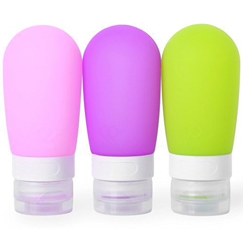 Bamber Travel Bottles Set Leak Proof, Travel Containers TSA, Travel Tubes Refillable, Pack of 3 (Pink + Purple + Green)
