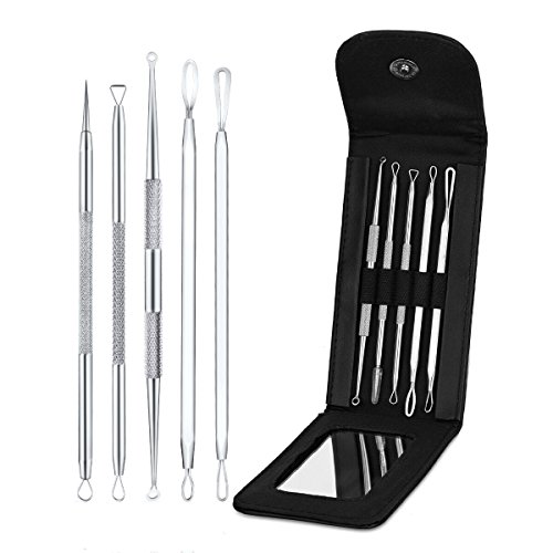 Blackhead and Acne Remover Kit to Treat Every Facial Impurities & Blemishes , 5 Pieces Comedones Extractor Tools for Blemish, Pimple & Whitehead Removal