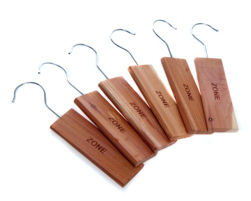 Home Zone - 6 Pack of Moth Repellent Hanging Cedar Wood Block with Odour Protection for wardrobes, closets & cloakrooms etc