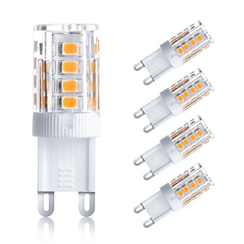 Ascher 3W G9 LED Bulbs, 25W Halogen Bulbs Equivalent, 250lm, Warm White, 360 Degree Beam Angle, G9 Bulb - Pack of 4
