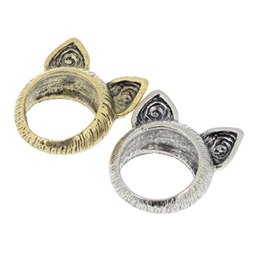 Yantu 2pcs Women's Classic Color Ring Strongly Individualizes Cat Ear Finger Ring