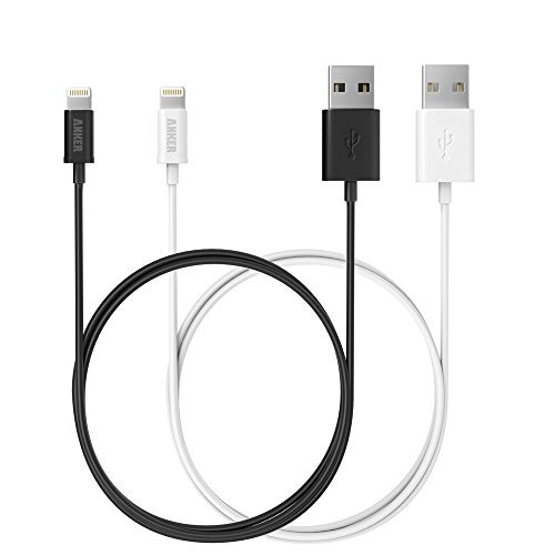 [Apple MFi Certified] [2-Pack] Anker  3ft / 0.9m Premium Lightning to USB Cable with Ultra Compact Connector Head for iPhone, iPod and iPad (White and Black)