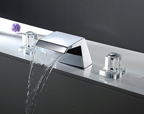 Aquafaucet Crystal Handle Widespread Bathroom Sink Vessel Faucet Lavatory Vanity Basin Mixer tap Or Roman Bath Tub Filler Bathtub Faucet