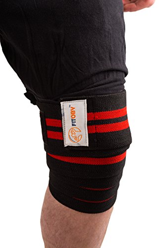 Fitoby ™. High Quality Elastic Knee Wraps - Protects You Knees From Injury During Intense Workouts And Sports Activities- Comfortable & Durable