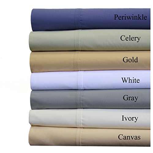 Abripedic Percale Sheets, 300-Thread-Count, 4PC Solid Sheet Set, 100% Egyptian Cotton, 22 Inch Super Deep Pocket, California-King, Canvas