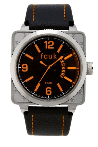FCUK Men's FC1066SBO Stainless Steel Black Leather Watch