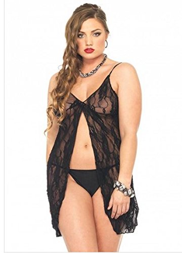 Sexy Adult Women Romantic Lace Open Front Baby Doll By Leg Avenue, Black, One Size