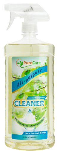 Pure Care Natural All Purpose Cleaner 32OZ Spray Bottle - Aromatherapeutic - Cedar Patchouli Orange Essential Oils - Works on Any Non-porous Surface - Biodegradable - Septic safe - Non-corrosive, Non-hazardous - Made in USA