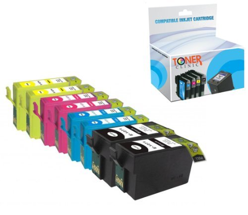 Toner Clinic ® TC-T127 8PK 2 Black 2 Cyan 2 Magenta 2 Yellow Remanufactured Inkjet Cartridge for Epson T127 127 #127 T1271 T1272 T1273 T1274 Extra High Capacity Compatible With Epson Stylus NX530 NX625 WF-7010 WF-7510 WF-7520 WorkForce 545 60 630 633 635 645 840 845 T127120 T127220 T127320 T127420 - 8 Pack Remanufactured Inkjet Cartridges